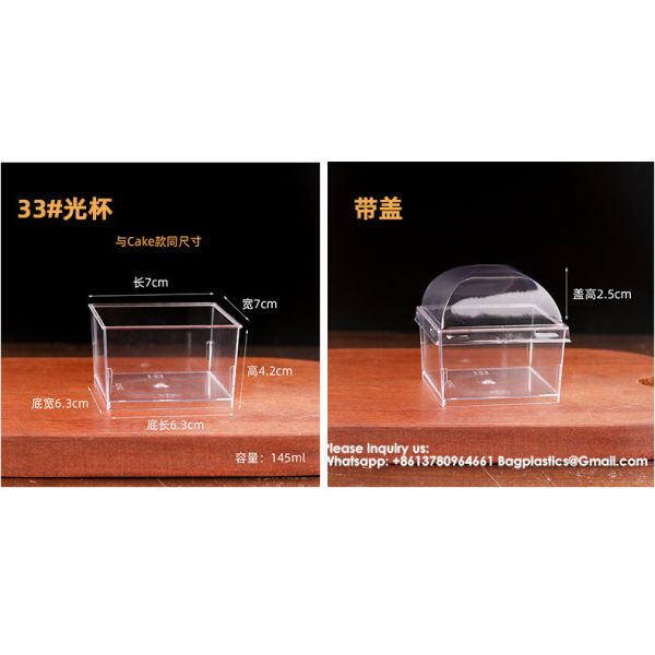 4.8oz/140ml Clear Dessert Cups With Lids And Spoons, Reusable Plastic Rectangle Dessert Cups,Mini Serving Bowl For Desserts Mousses,Puddings,Party