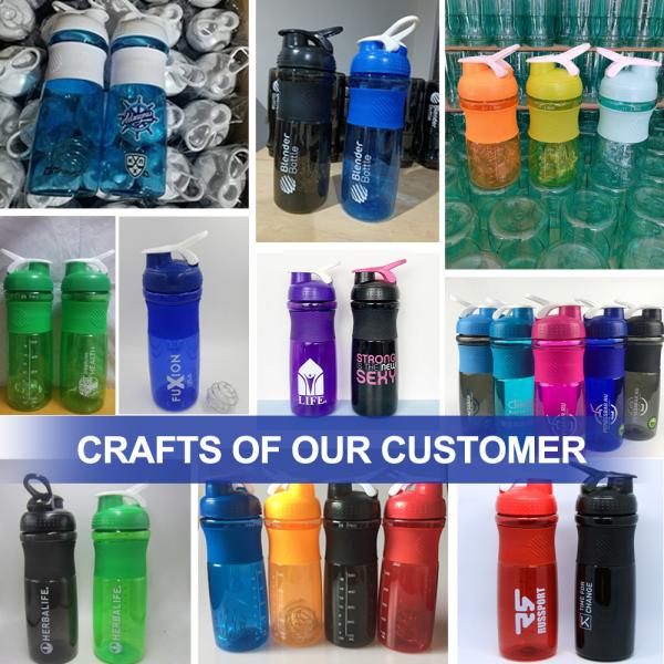 Stainless Steel Ball Portable BPA Free Gym Plastic Protein Shaker Bottle for Sports