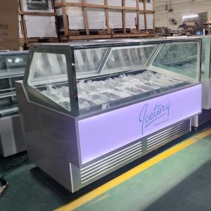 Italian Large Gelato Ice Cream Display Freezer Single Temperature Air Cooled