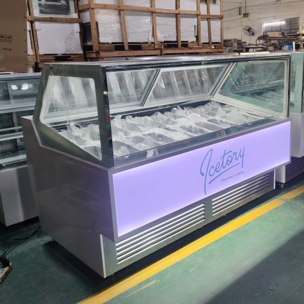 Italian Large Gelato Ice Cream Display Freezer Single Temperature Air Cooled