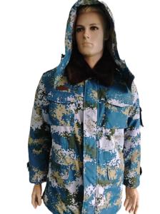 Tactical Blue Camo Insulated Jacket Detachable Thermal Liner and Adjustable