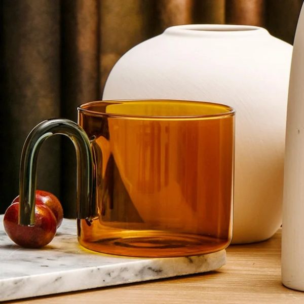Classic Design 350ML Single Wall Glass Mug High Borosilicate Glass Cup With Handle
