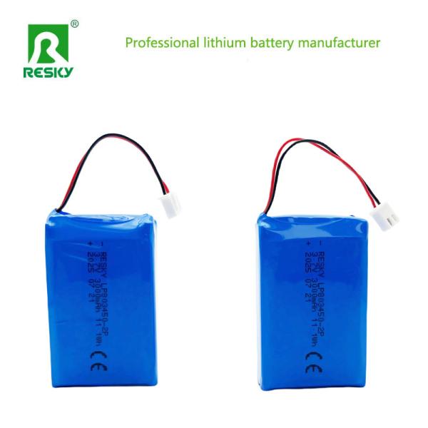 LP803450 2P 3.7V 3000mAh 11.1wh Rechargeable Lithium Polymer Battery Pack For GPS Tracker