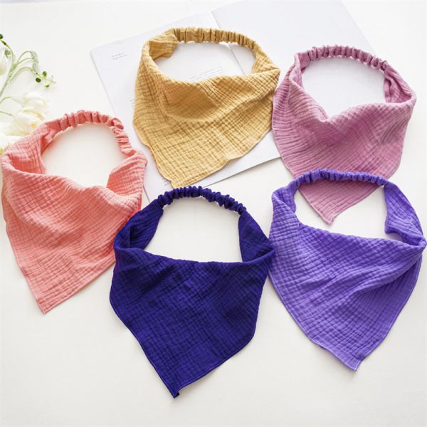 Yellow red hair band elastic headband triangle scarf women's hair bandana cloth headband hair accessories wholesale