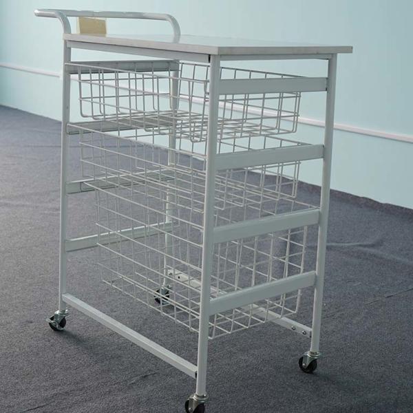 Multi Useness Custom Display Racks Logistics Tool Trolley With Wire Basket Drawer