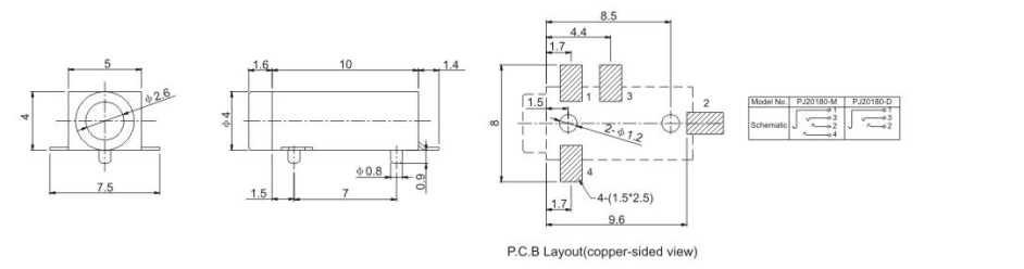 SMT 2.5mm Headphone Phone Jack