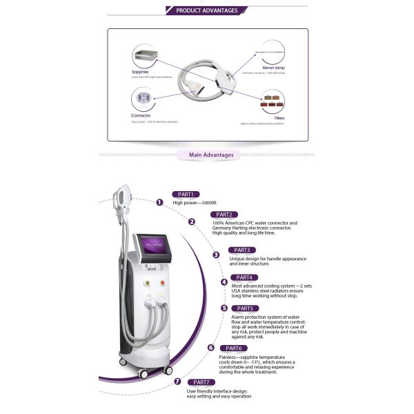 Professional Hair Removal Beauty Machine SHR / SSR 3000w For Beauty Salon