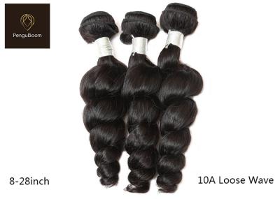 Double wefted 10a Reinforced Real Human Hair Bundles Loose Wave Black Color