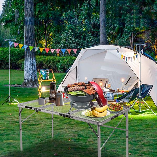 Aluminum Metal Portable Grill Table For Outdoor Furniture