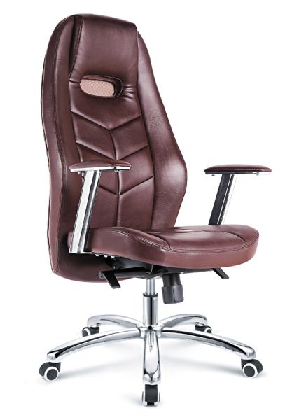 Dark Brown Executive Leather Desk Chair , Modern Leather Rolling Office Chair