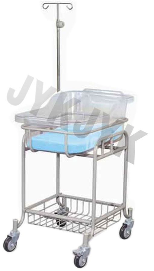 304# Stainless Steel Hospital Infant Bassinet Baby Trolley Bed Crib Anti Bacterial