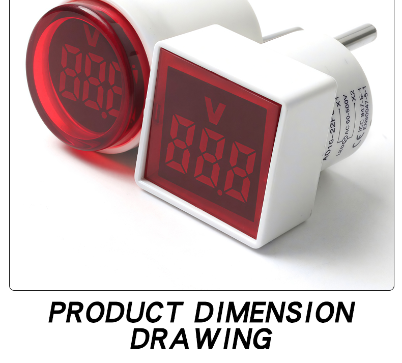 European Standard Small Panel Meters Digital LED Display Indicator with Universal Square Plug Voltmeter
