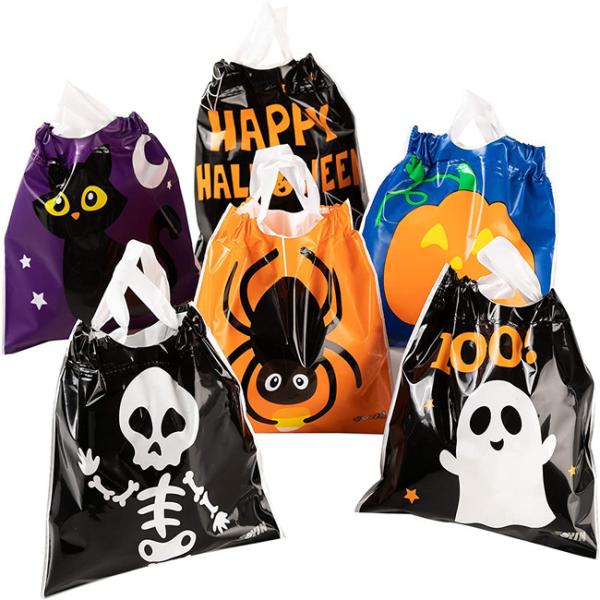 Drawstring OPP CPP Plastic Candy Goodie Bags For Halloween Favors
