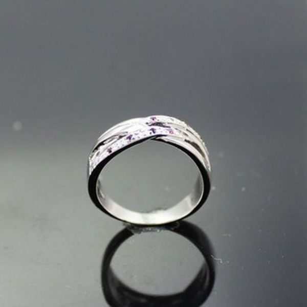 Women Jewelry 925 Silver  Green Cubic Zirconia Crossover Ring(FR0146)