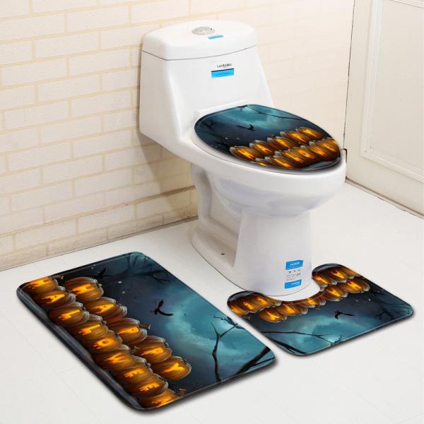 Absorvente da água grupo de Mat Halloween Toilet Lid Cover do banho de 3 partes