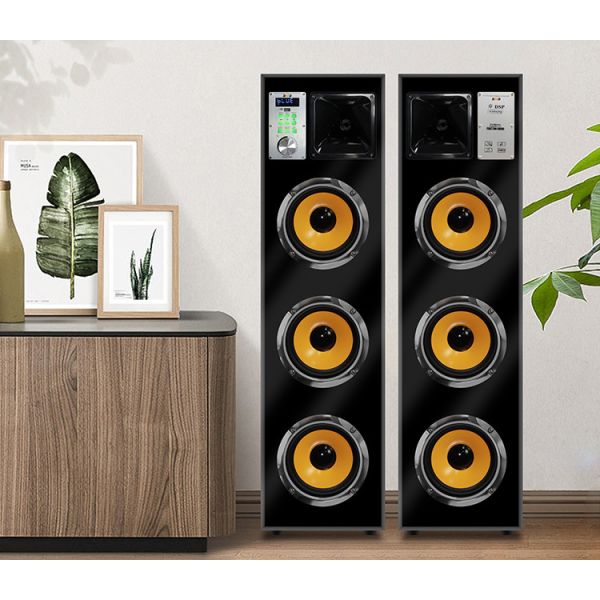 Dual 10 Inch Wooden Active Speaker Pair Big Power 300W With RGB Flashlights