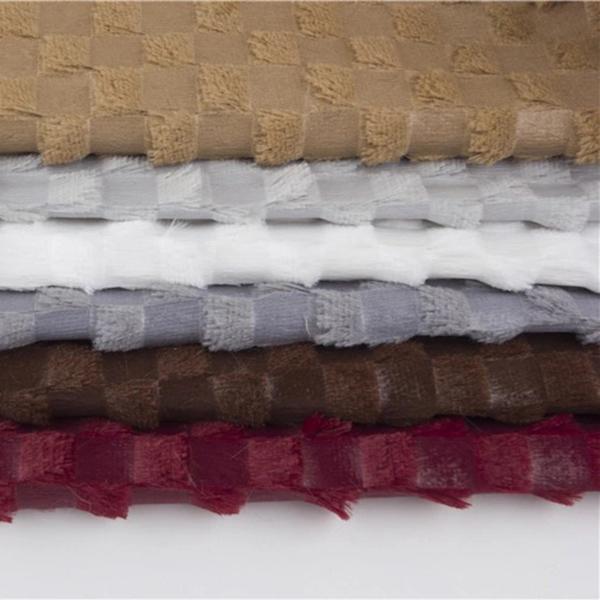 Recycled Free Sample Custom Style Knit Polyester OEM Flocking Short Plush Check Plain Fabric