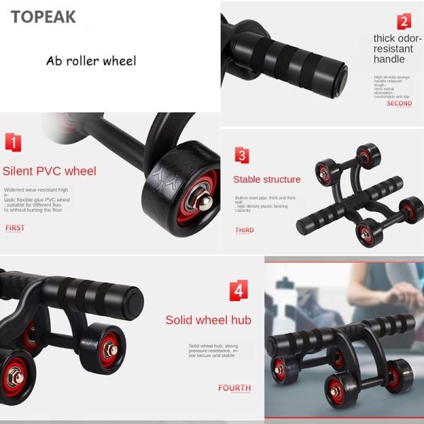 Gym 4 Wheel Ab Roller For Abs Workout Abdominal Fitness Bauchroller