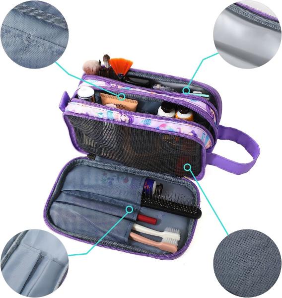 Travel Toiletry Bag for Little Young Girls Cosmetic Makeup Waterproof Hanging Wash Bag Toddler Traveling Toiletries