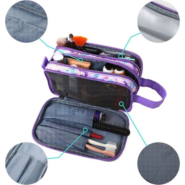 Travel Toiletry Bag for Little Young Girls Cosmetic Makeup Waterproof Hanging Wash Bag Toddler Traveling Toiletries