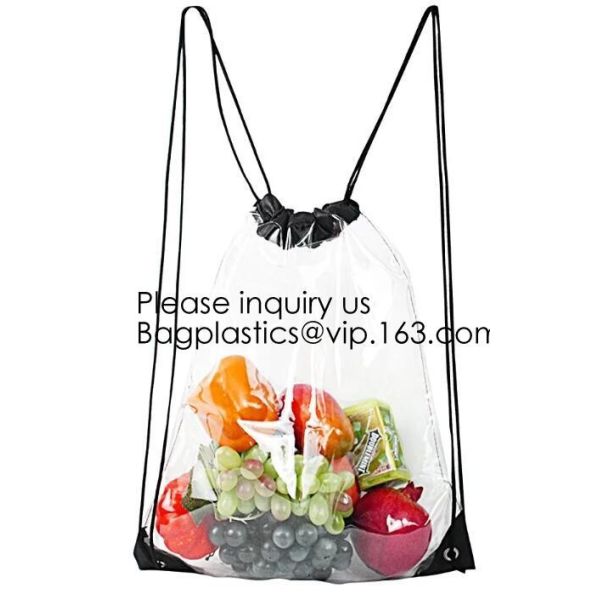 Clear Cinch Bags Traveling Sport Bags,Backpack with Front Zipper Mesh Pocket,Mesh Pocket and Bottle Mesh Poket,holder