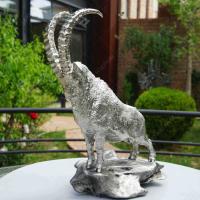 Sculpture de chèvre de combat en acier inoxydable coulé sur mesure en gros