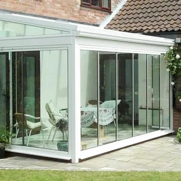 Aluminium Sliding Bi Fold Transparent Tempered Glass Doors For Partition Balcony