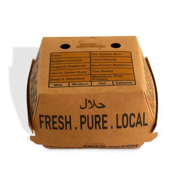 Eco-friendly and oil resistant customized hamburger box PE laminated kraft paper fast food takeaway packaging box