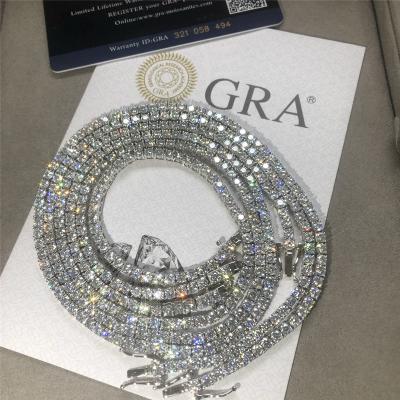 corrente do tênis de Moissanite da colar do tênis de 3mm 5.0mm Moissanite para o casamento