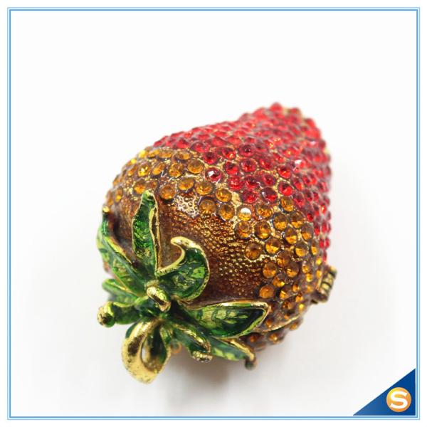 Small Starwberry with Rhinestone jewelry trinket box wholesale Delicate Wedding Gifts