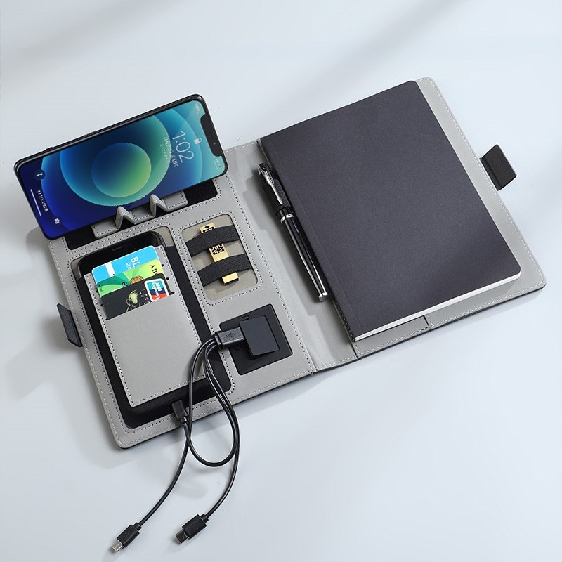 OEM A5 Microfiber PU Power Bank Notebook Wireless Charging 16GB USB