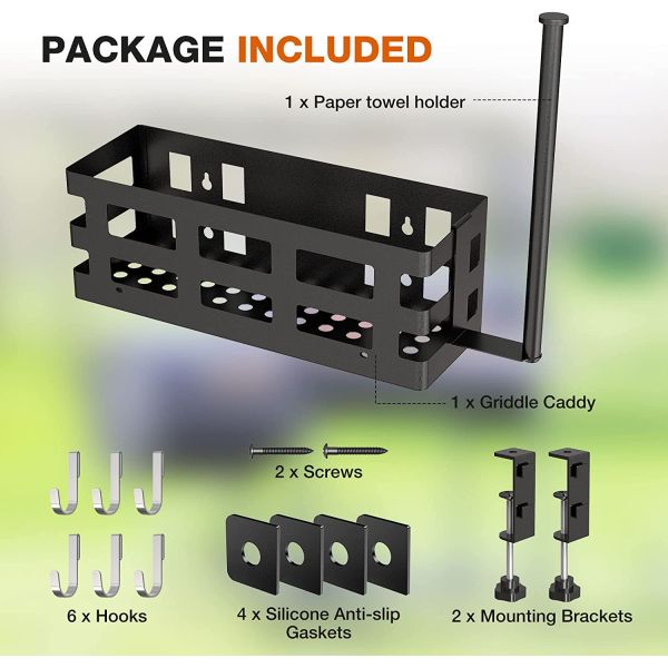 Outdoor Grill Caddy for Griddle Prep Cart Space Saving BBQ Accessories Storage Box Tool