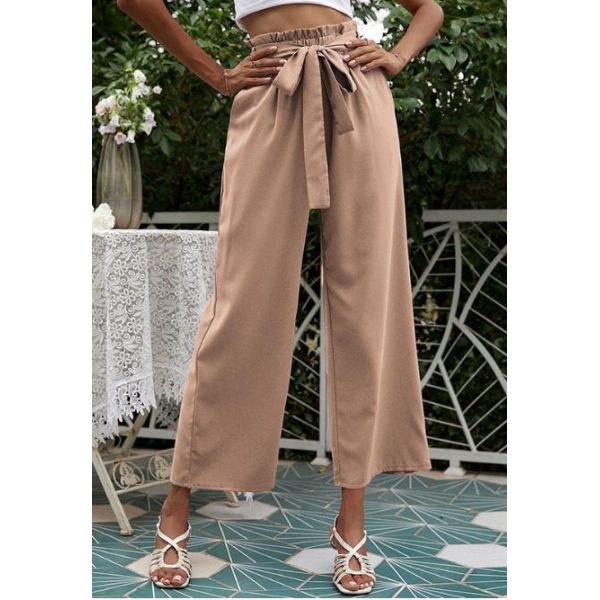 Ноги брюк женщин одежды OEM Flared талия случайной широкой эластичная с брюками пояса