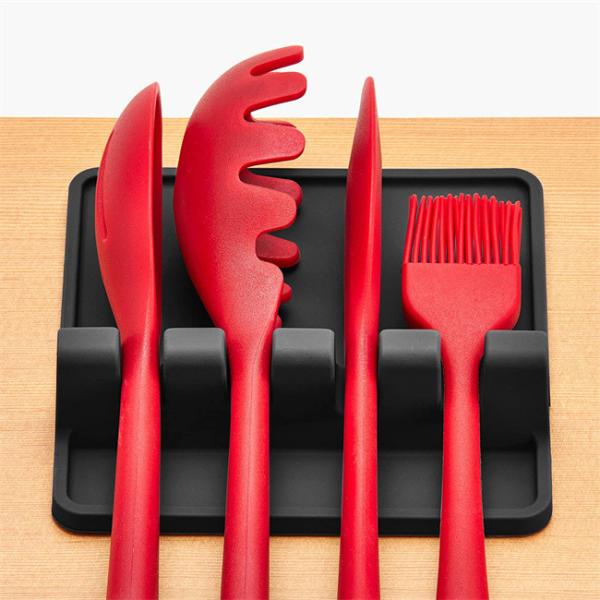 Heat Resistant Silicone Spoon Rest 6x6 Inch LFGB Approved For Kitchen Counter