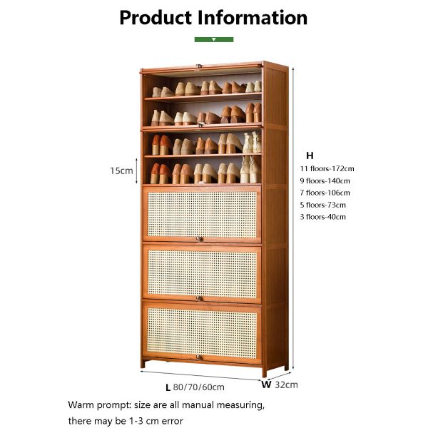 Modern Wooden Shoe Cupboard Rack Storage Organizer 5 Tier