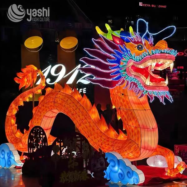 LED Lighting Chinese Festival Lantern With Rust Proof Steel Internal Frame