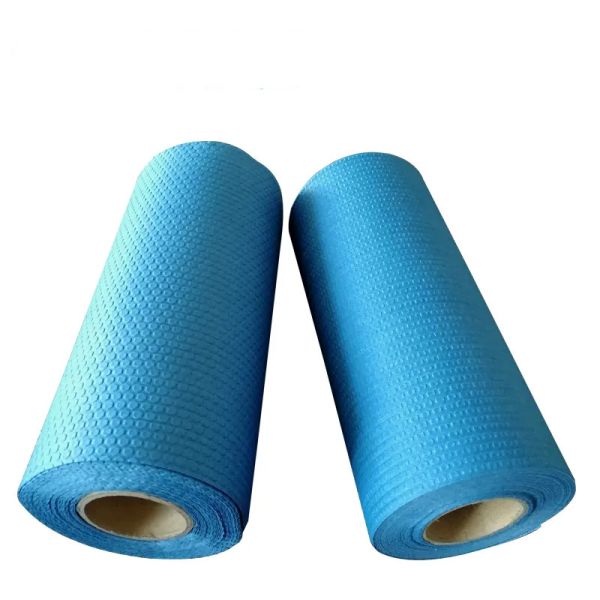 Blue Embossed Non Woven Cloths Cleaning Wipes Woodpulp Material