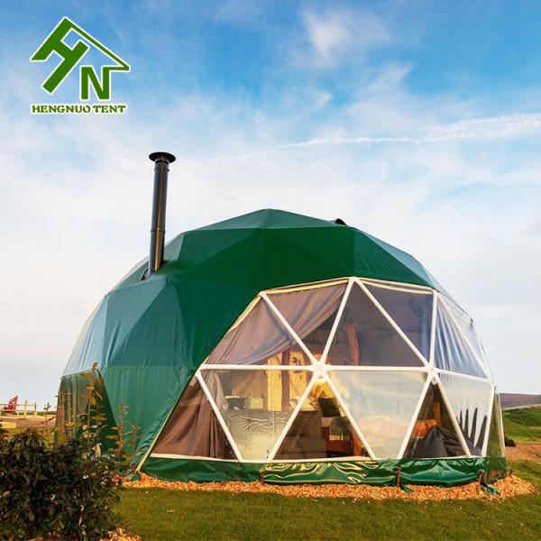 Diameter 6m Green Color Igloo Glamping Dome Tent With Kitchen