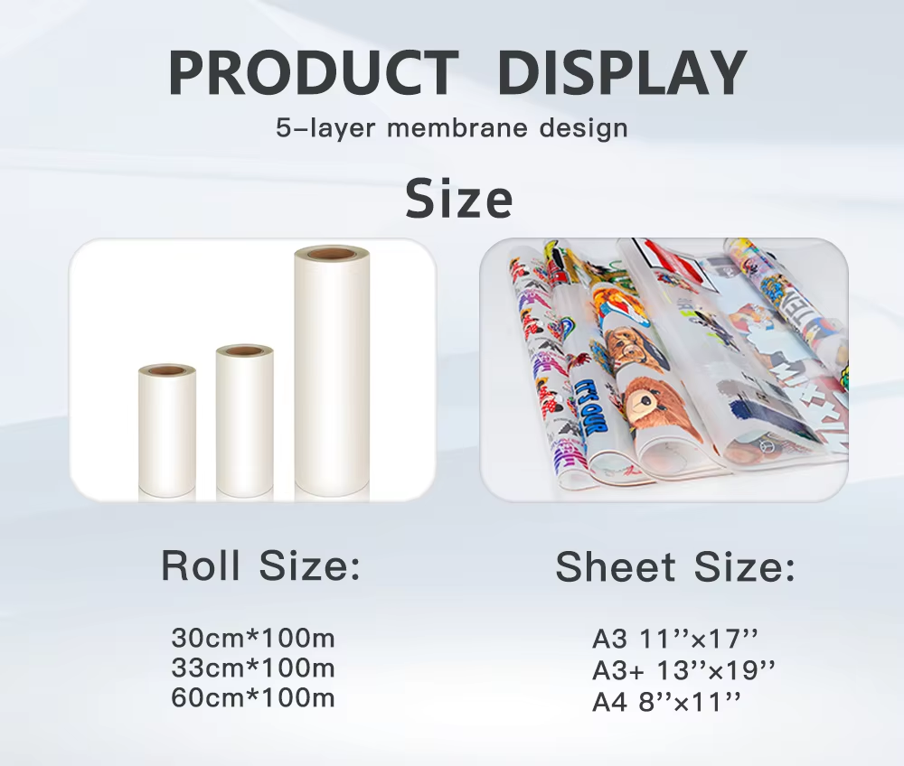 30CM*100M Película de transferência DTF de lado duplo para impressora a jato de tinta DTF