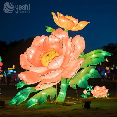 Traditional Chinese Peony Sculpture Outdoor Party Lanterns 110/220V
