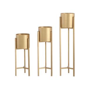 Black and Gold Powder Coated Iron Flower Stands for Modern Home and Garden
