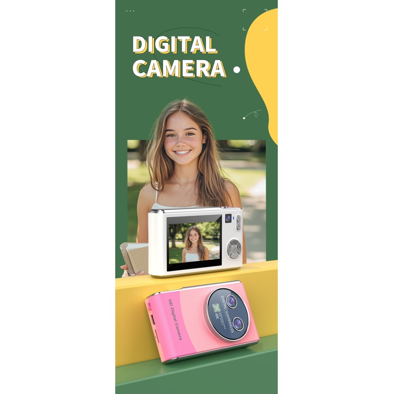 Retro Digital Camera for Teens HD Video 3.0 Inch Screen 1000mAh Battery Auto Focus Support 32GB TF Card