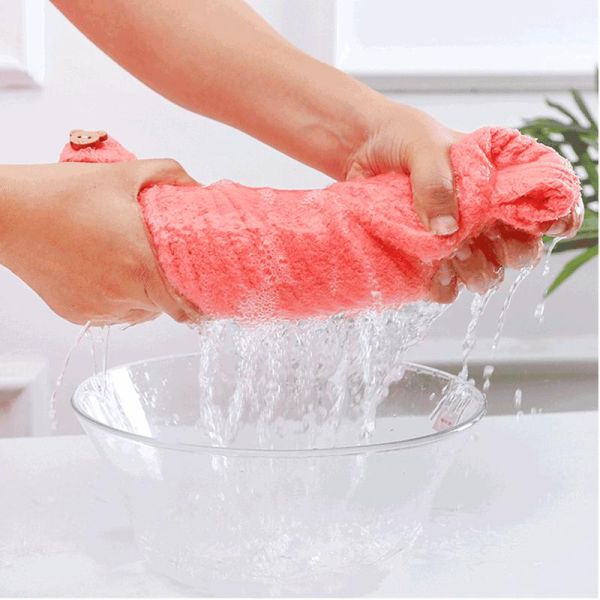 Diseños de impresión personalizados Envase de toalla con turbante de microfibra elástica para secado de cabello con ducha