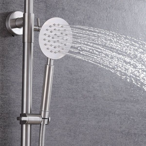 Modern Wall Mount Brushed Single Handle Stainless Bathroom Bath Shower Column Faucets Set