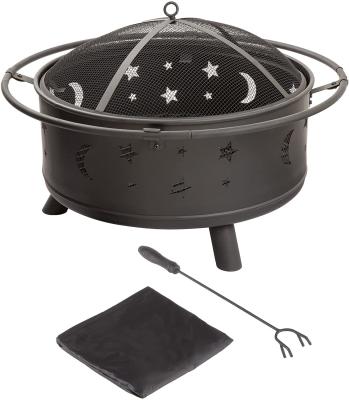 Wood Burning Charcoal Heating Stove 30 inch Round Star and Moon Firepit