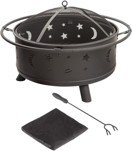 Wood Burning Charcoal Heating Stove 30 inch Round Star and Moon Firepit