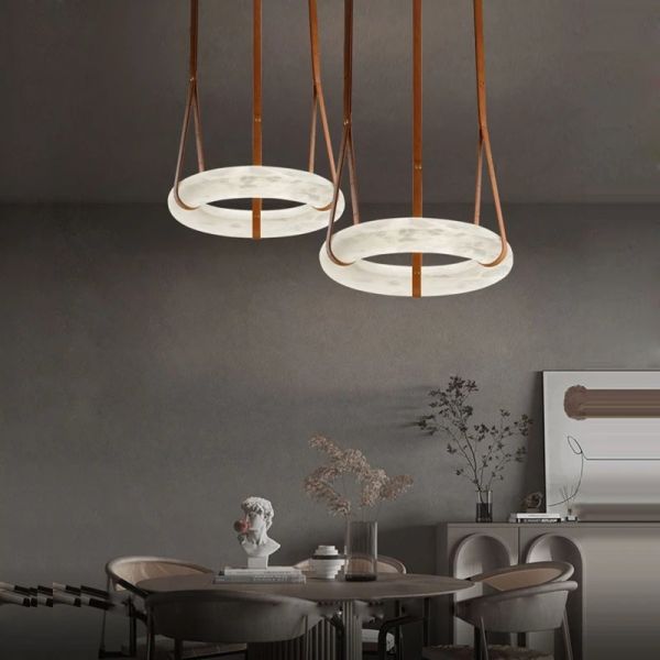 Dimmable LED Fexible Brown Black Leather Belt Chandelier (WH-NC-132)
