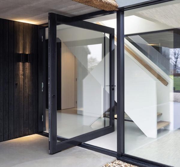 Windproof Aluminium Frame Glass Door Modern Interior Anodized Fluorocarbon Paint
