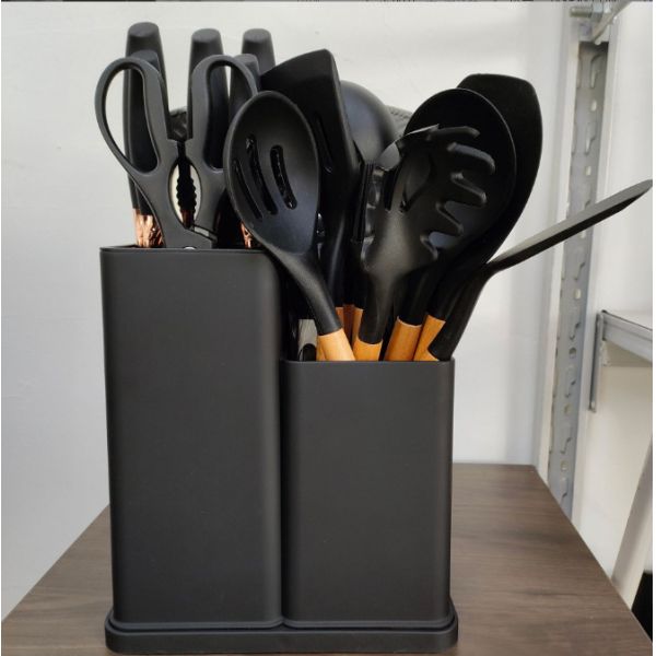 19 Pcs Wooden Handle Silicone Kitchenware Set for Cooking Tools and Stocked Restaurant