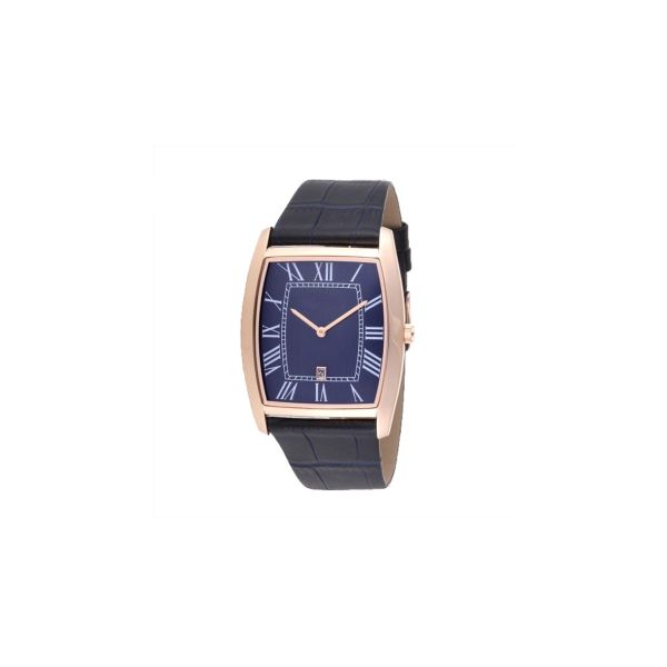 Square Quartz Stainless Steel Watch Japan Movement  With Calendar Genuine Leather